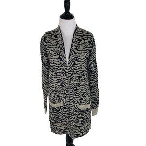 Hem & Thread Women's S Small Knit Cardigan Open Front Animal Print Zebra